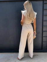 Florentine | Eleganter Jumpsuit mit Schmetterlingsärmeln & Bindegürtel