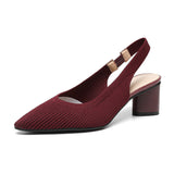 Ursuline | Slingback Hakken met Puntige Neus & Verfijnde Stretchstructuur