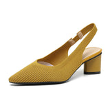 Ursuline | Slingback Hakken met Puntige Neus & Verfijnde Stretchstructuur
