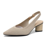 Ursuline | Slingback Hakken met Puntige Neus & Verfijnde Stretchstructuur