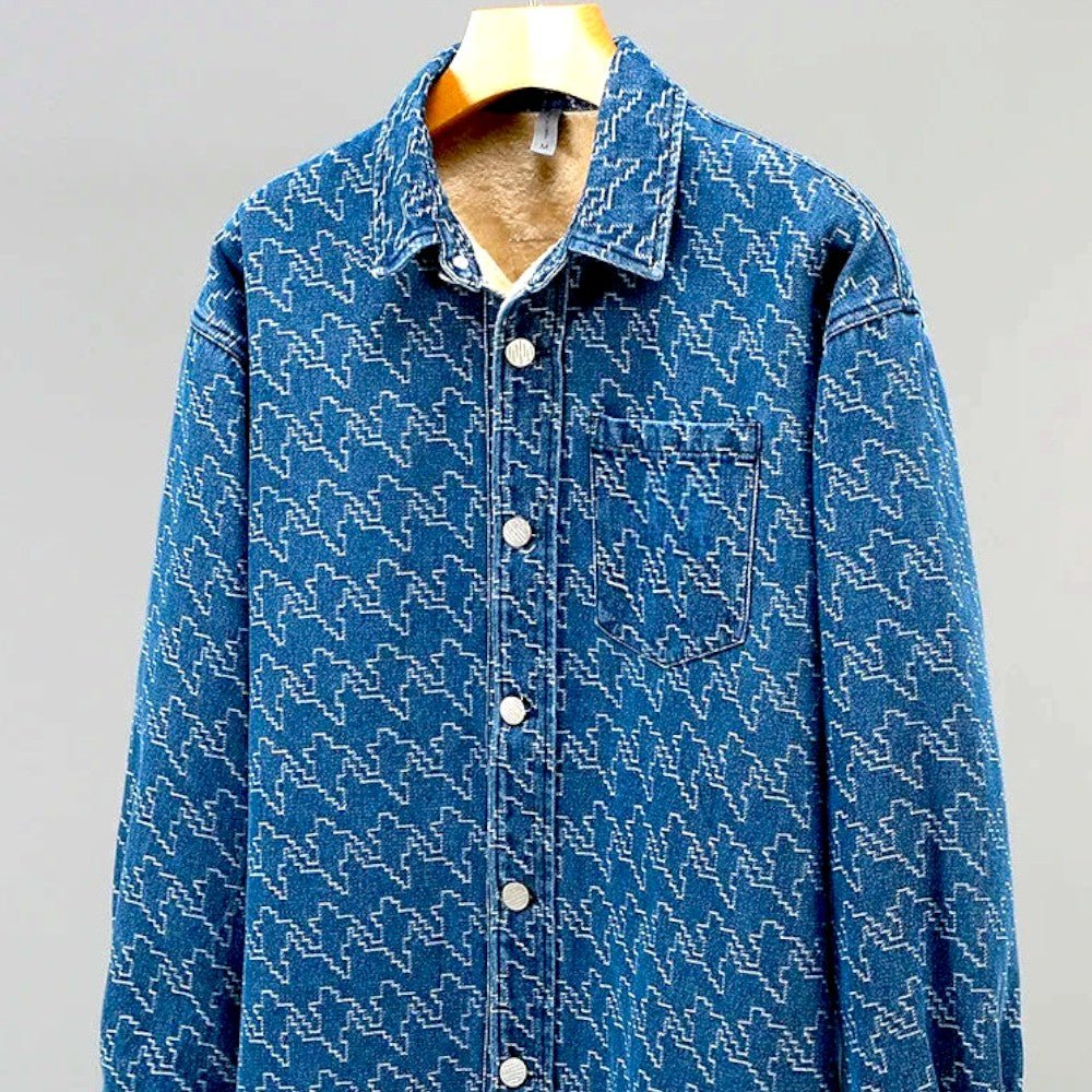 denim sherpa jacket blauw heren
