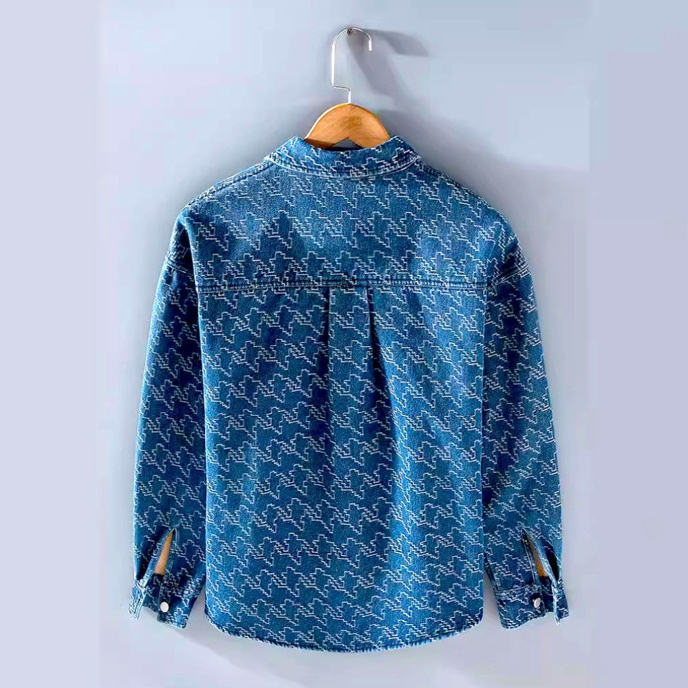 heren winterjack denim gevoerd met sherpa
