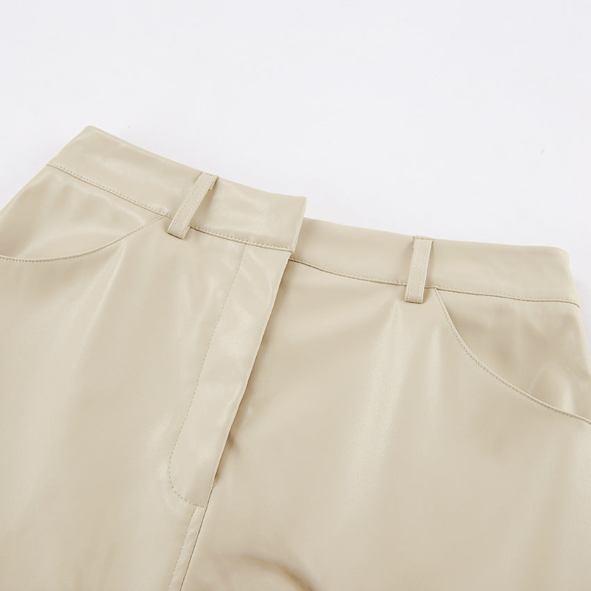 Lavorna | Eleganter Midi-Rock aus Lederimitat mit Schlitz