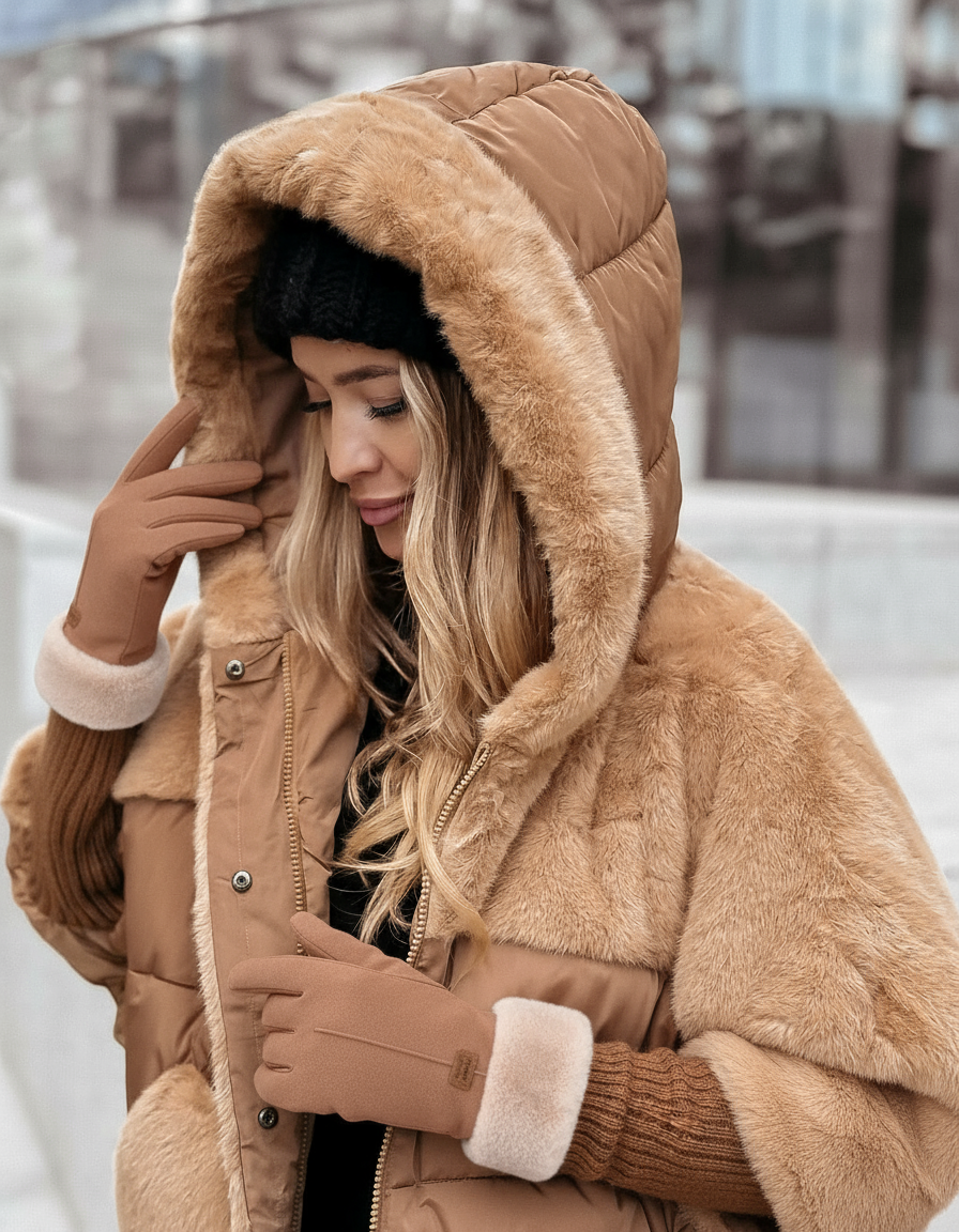 Melvya Vegane Wildleder Handschuhe Camel Damen
