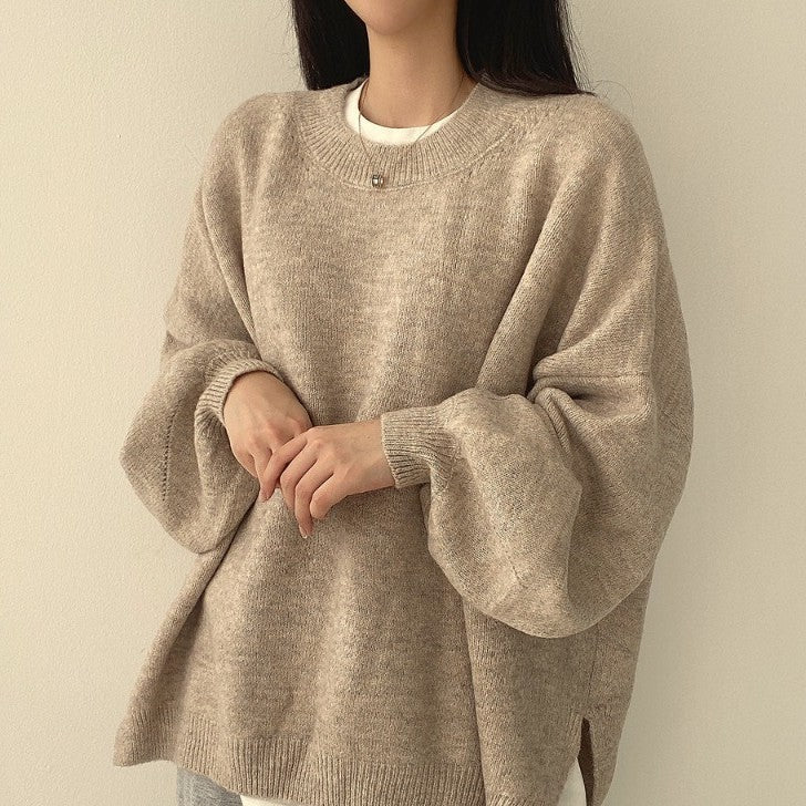 Kuschellaune Oversized Damen Pullover khaki gemütlich
