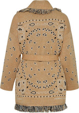 Meliora Bandana Cardigan | Warme Damen Strickjacke mit Fransen & Muster