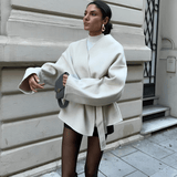 Beiger Dalara Wrap Coat, Streetstyle mit Gürtel

