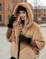 Melvya Schwarze Wildlederimitat Handschuhe Damen
