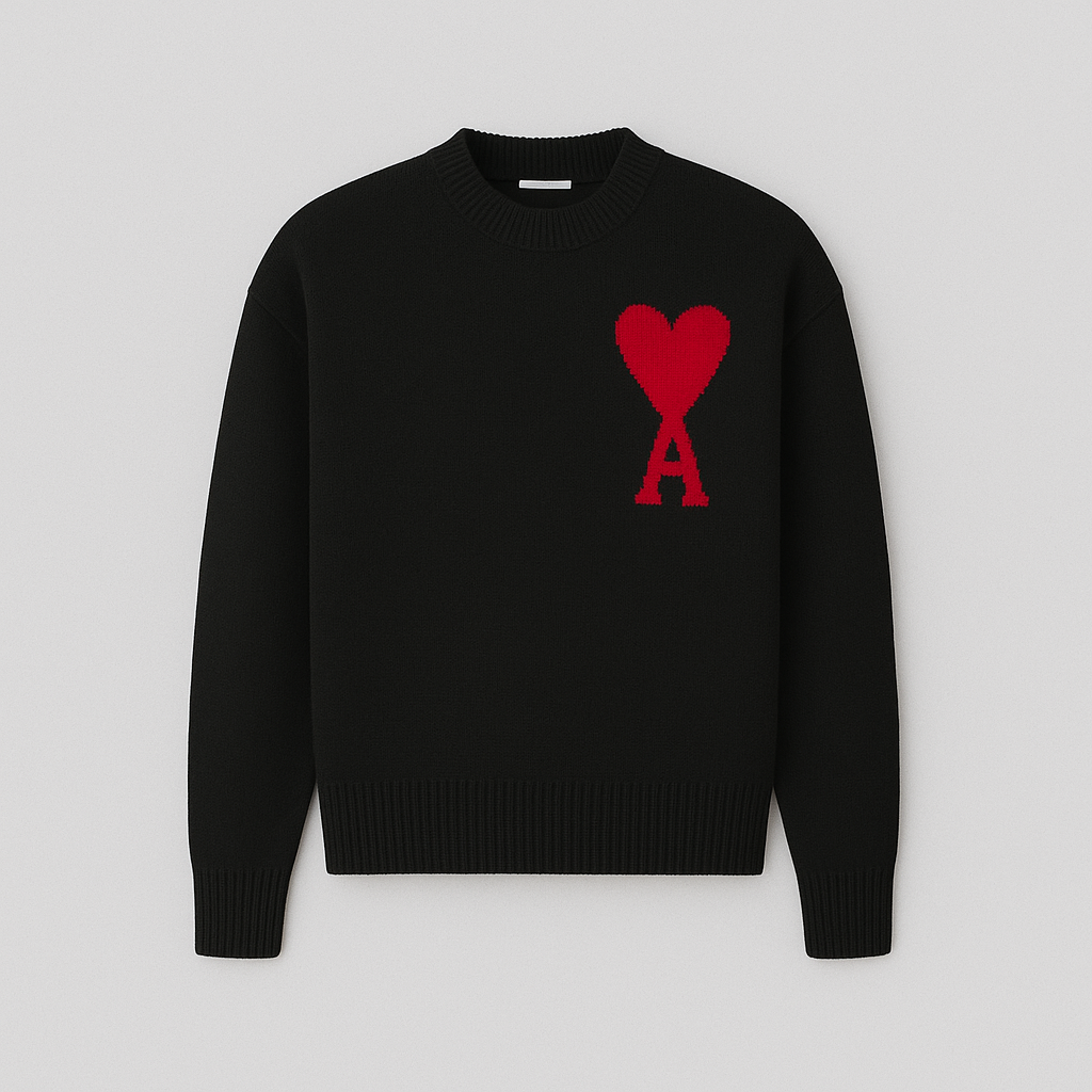 Amaria Strickpullover schwarz mit Herz-Applikation