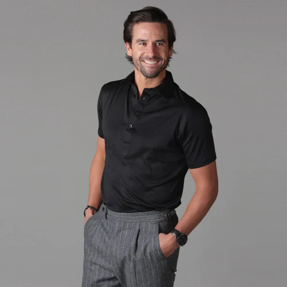 Zwarte polo met moderne fit voor mannen
