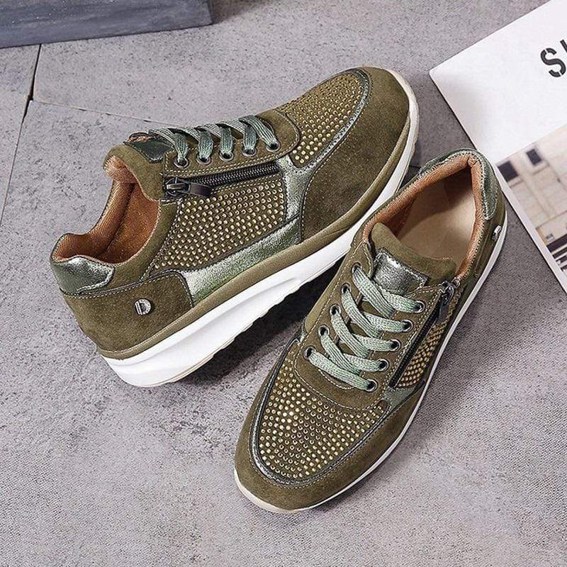 Khaki Damen-Sneaker mit gepolsterter Komfortsohle