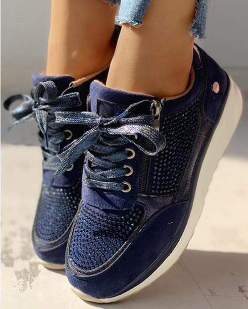Marineblaue bequeme Damen-Sneaker mit Seitendetail
