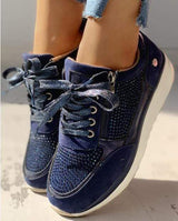 Marineblaue bequeme Damen-Sneaker mit Seitendetail