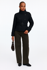 Maravine Cropped Trenchcoat Damen schwarz tailliert
