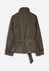 Kurzer Trenchcoat mit Stehkragen – Stoffdetail