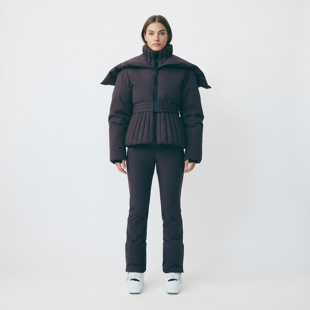 auraya ski jacket aubergine damen mit taillierter passform und abnehmbarer kapuze