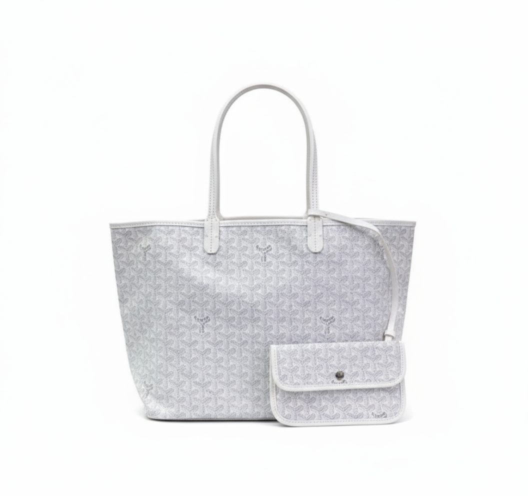 weiße tote bag mit geometrischem muster