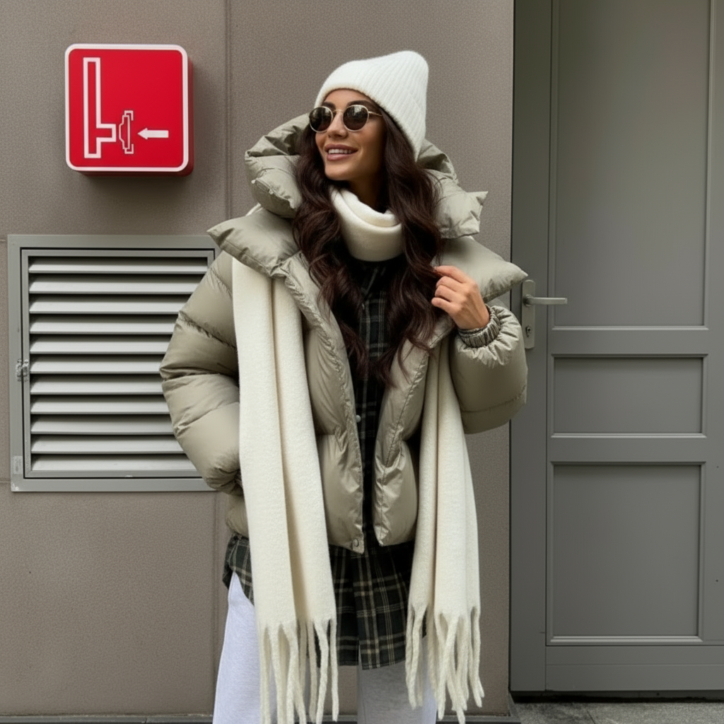 Karevia | Gepolsterte Damenjacke mit Kapuze & Oversized Fit