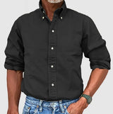 camden heritage heren overhemd zwart button-down kraag
