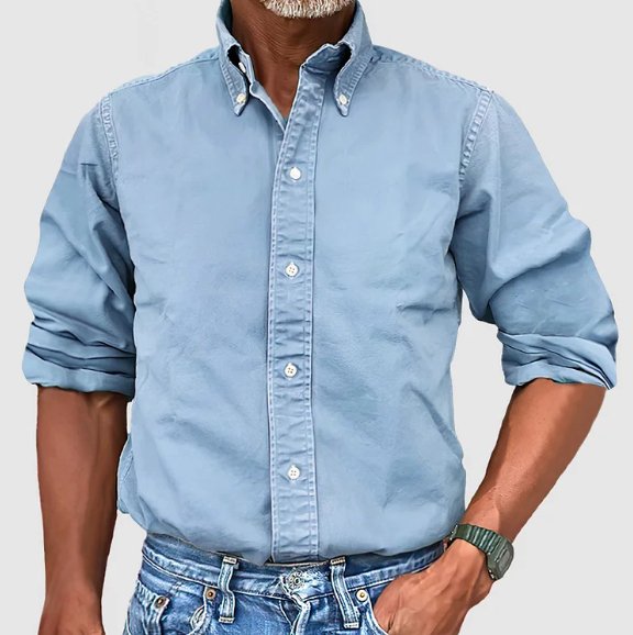 camden heritage heren overhemd lichtblauw zomer outfit

