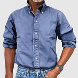 camden heritage heren overhemd blauw casual fit
