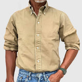 camden heritage heren overhemd beige katoenmix
