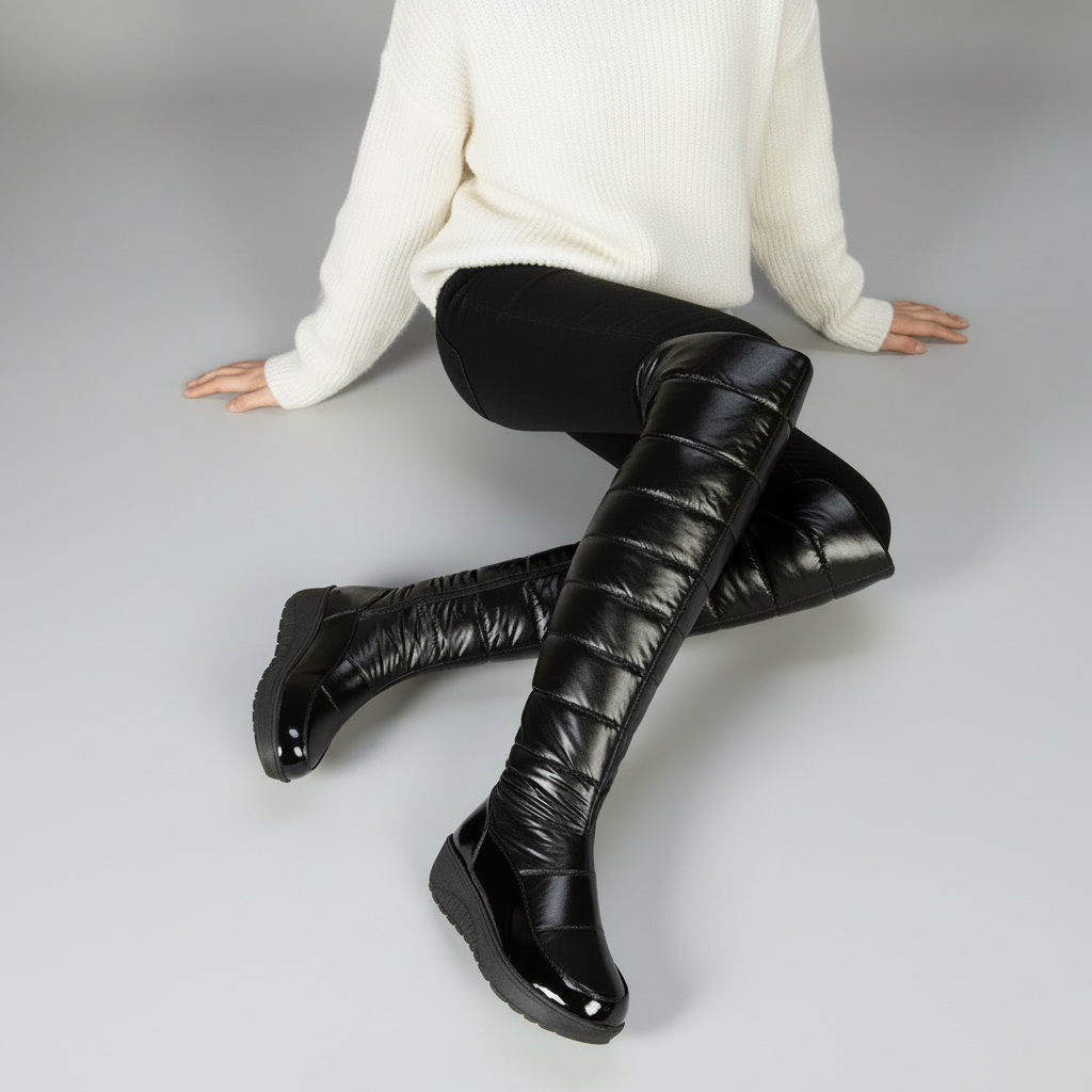 Narella Snowline Overknee Boots | Warme Gefütterte Damen Winterstiefel mit Schleife