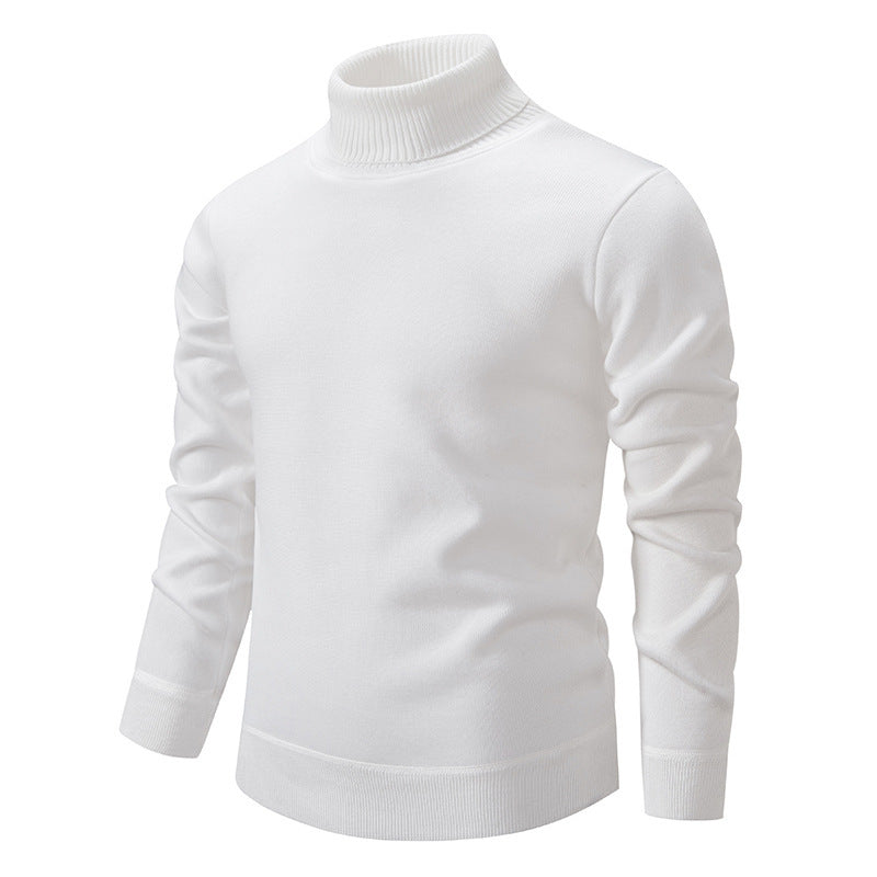 classic wool blend sweater with ribbed collar
