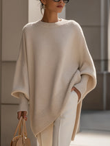 Oversized Strickpullover Damen mit Rundhals und längerem Schnitt