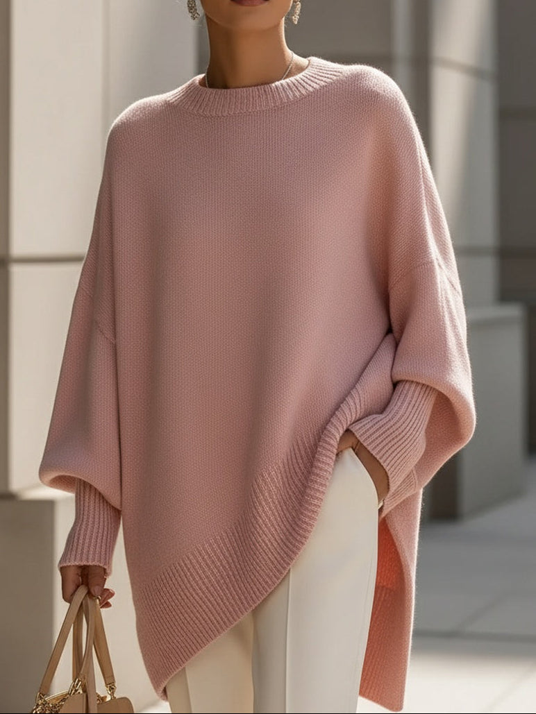 Grobstrick Pullover Damen oversized mit weiten Fledermausärmeln