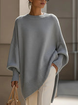 Oversized Pullover Damen mit gedroppter Schulter und Seitenschlitz