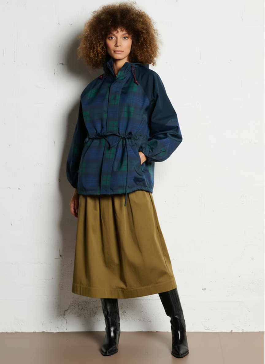 Neraya Regenjacke Damen mit verstellbarer Kapuze und Kordelzug in Blau-Grün