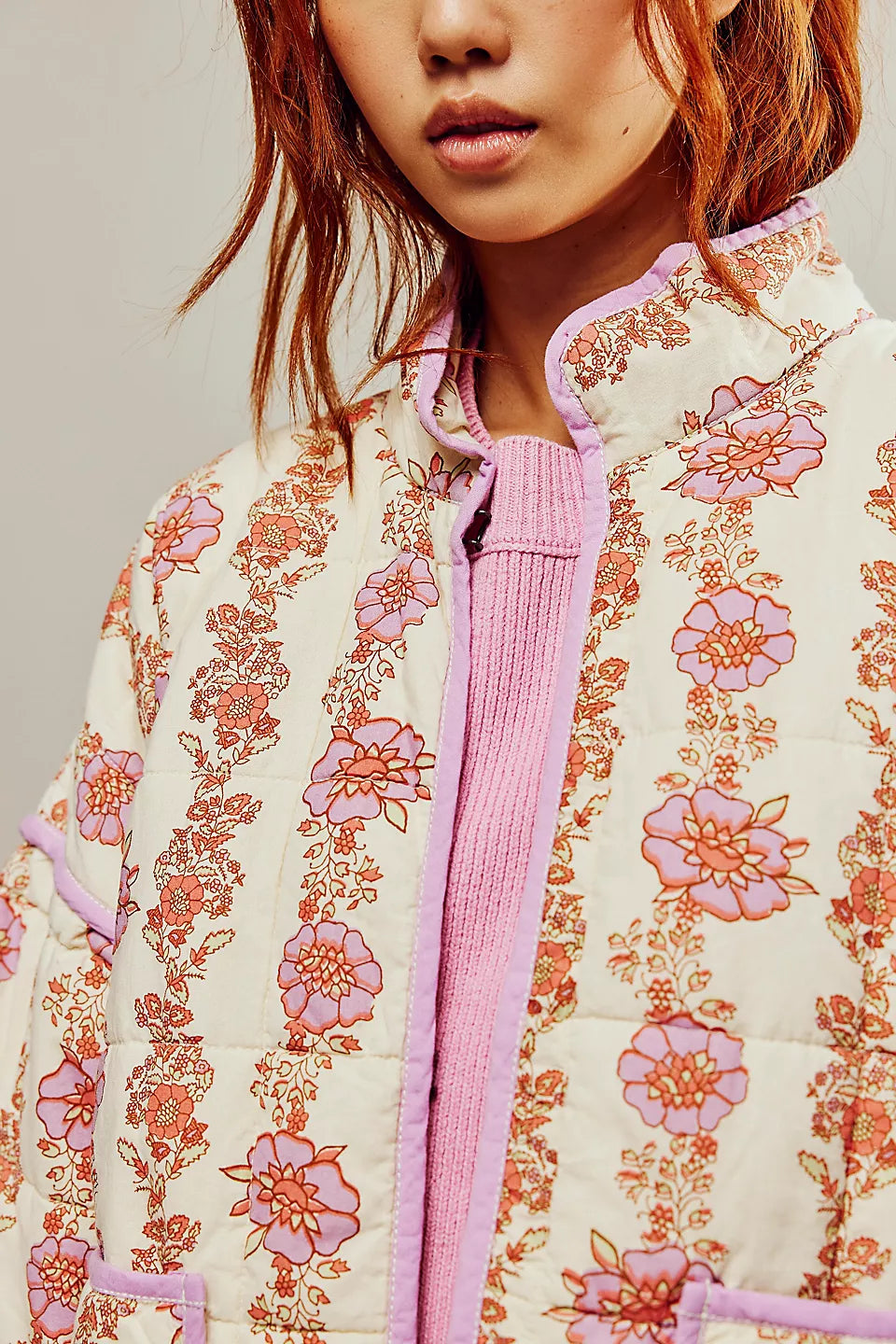 Patch & Puff Damenjacke geblümt beige pink
