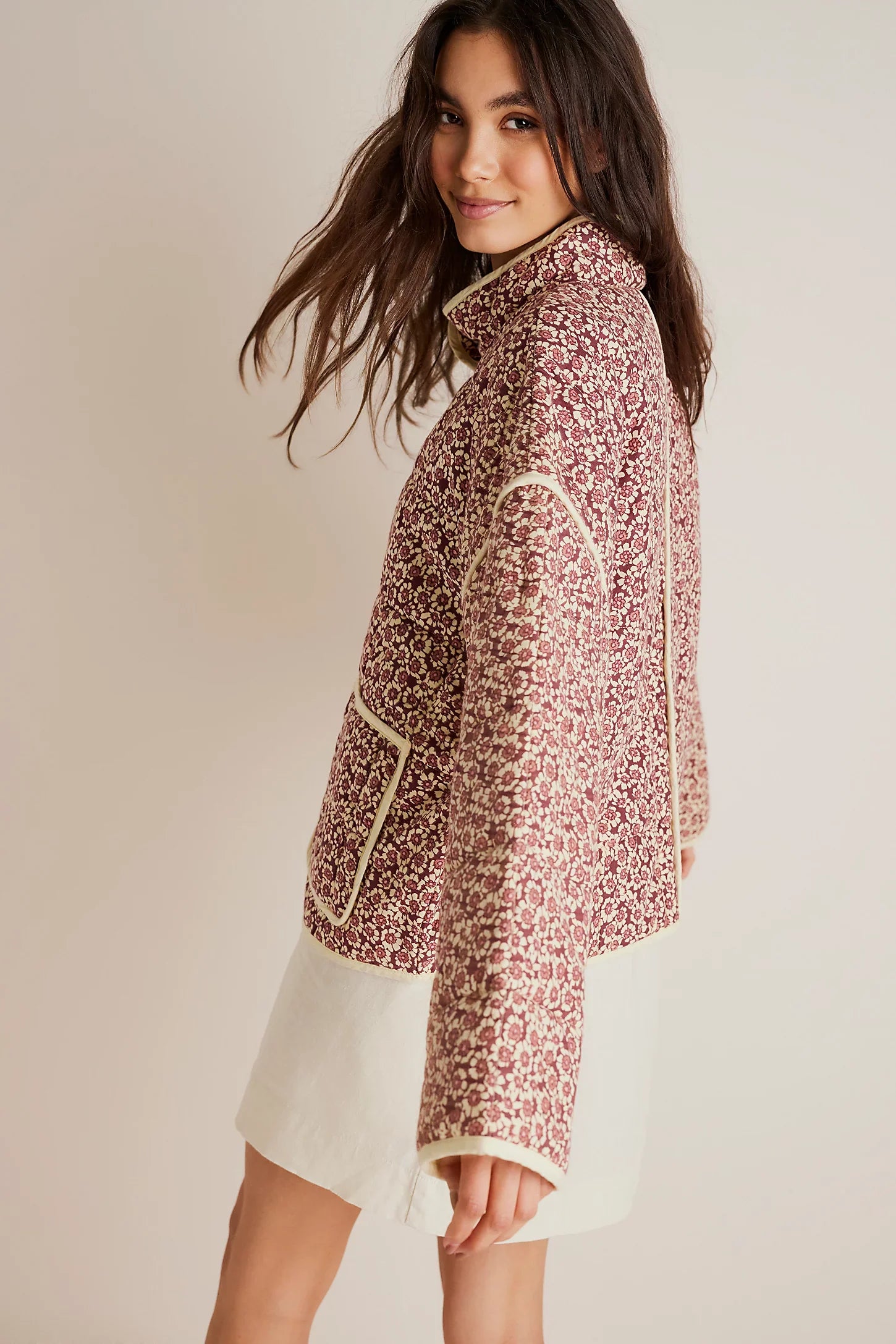 Patch & Puff Steppjacke Damen braun floral
