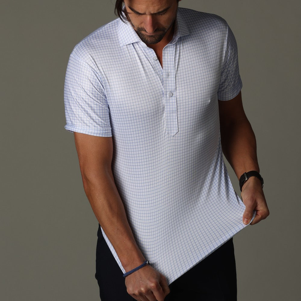Witte gestructureerde polo voor mannen
