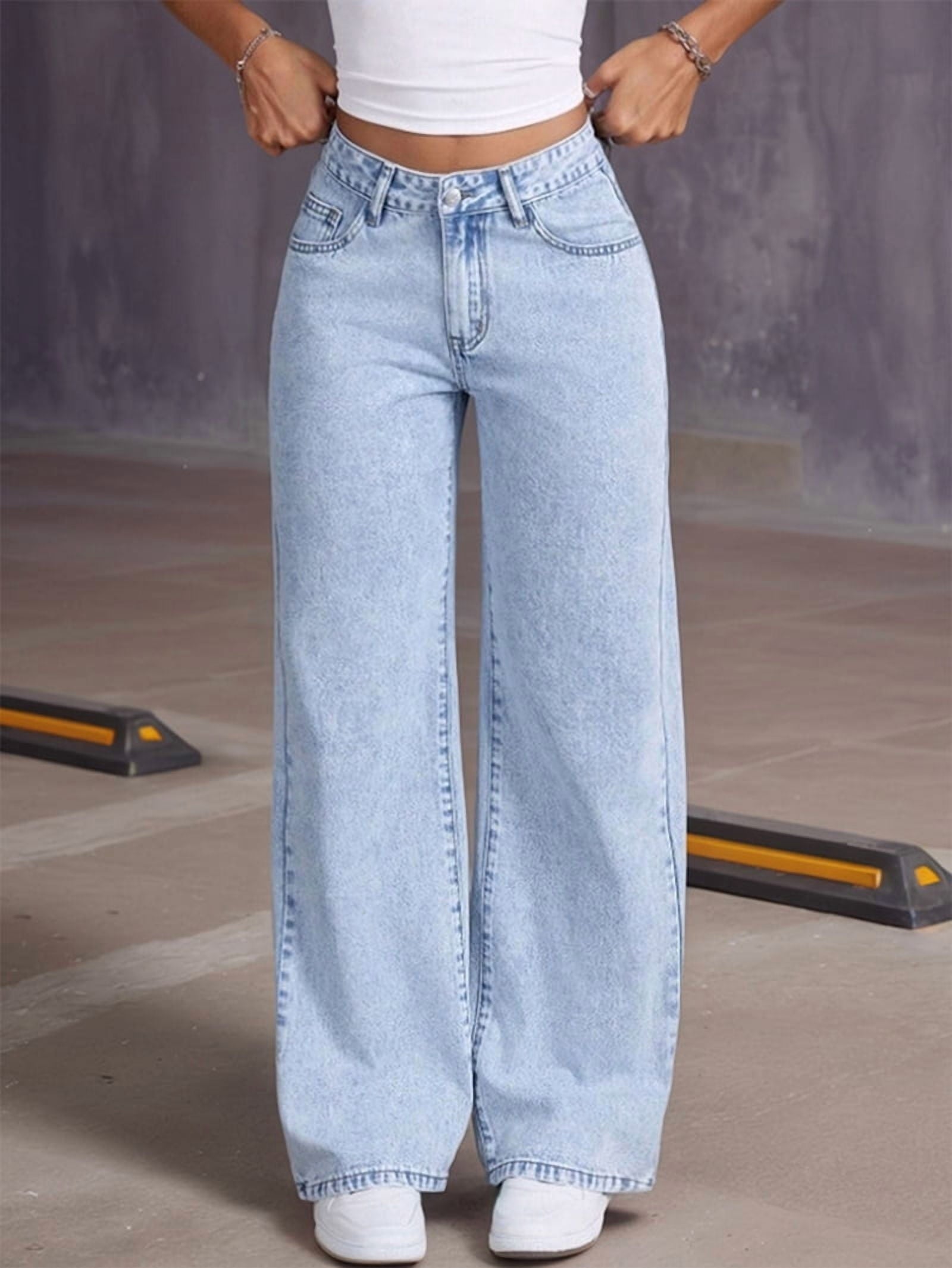 Rosélune Wide Leg Jeans | High Waist Damenjeans mit Schleifendetail