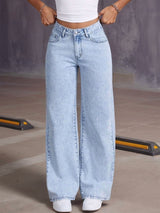 Rosélune Wide Leg Jeans | High Waist Damenjeans mit Schleifendetail