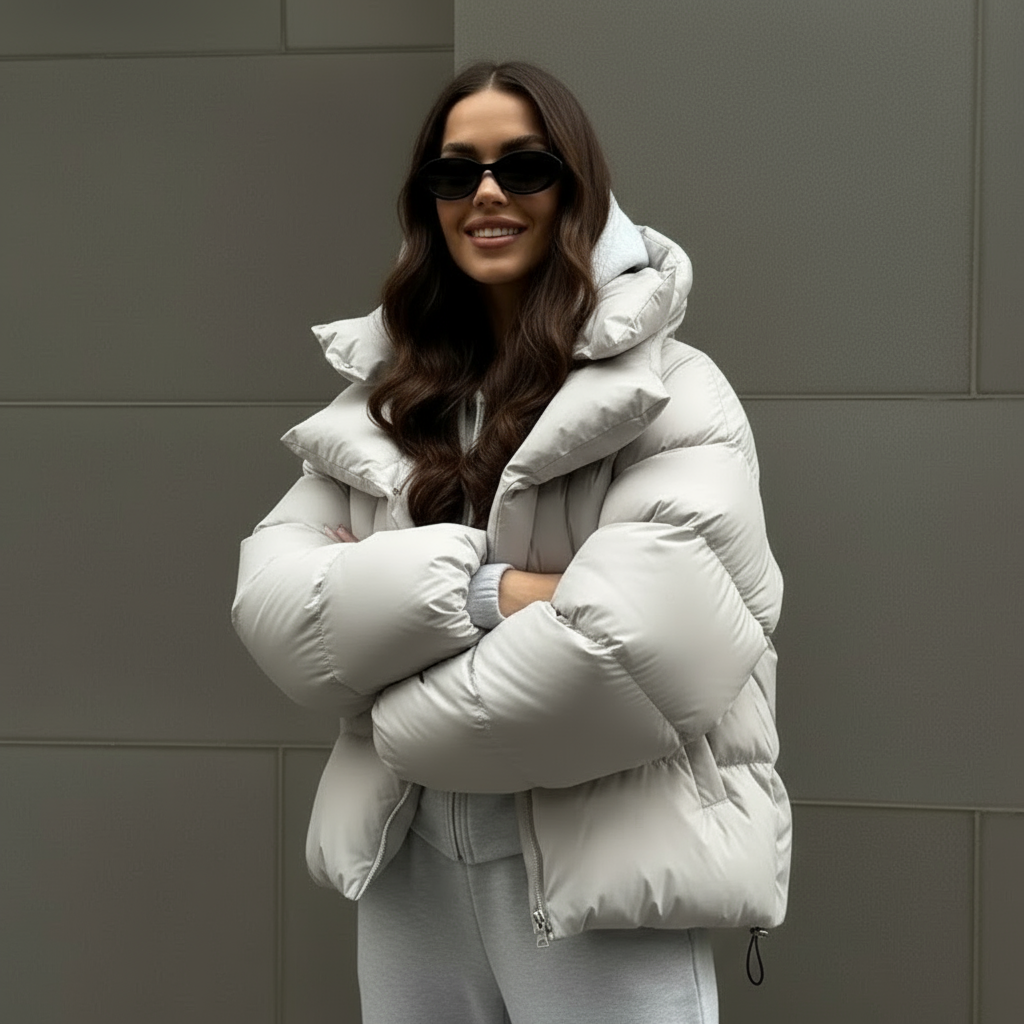 Karevia | Gepolsterte Damenjacke mit Kapuze & Oversized Fit