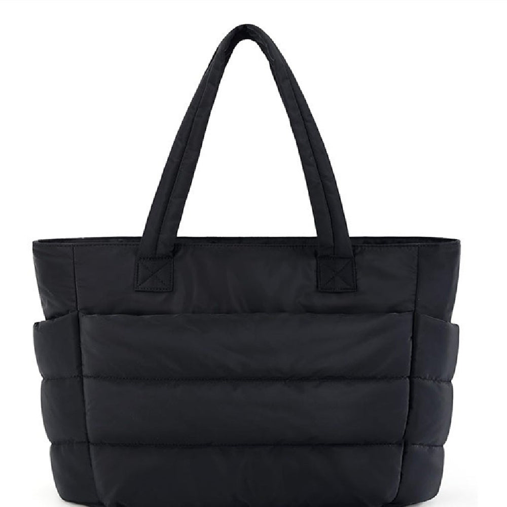 Nimbus Carry Puffer Tote – stijlvolle zwarte tas voor werk en school.