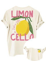 Limonvita Damen-T-Shirt in Weiß mit Zitronen-Print und Schriftzug – Frontansicht