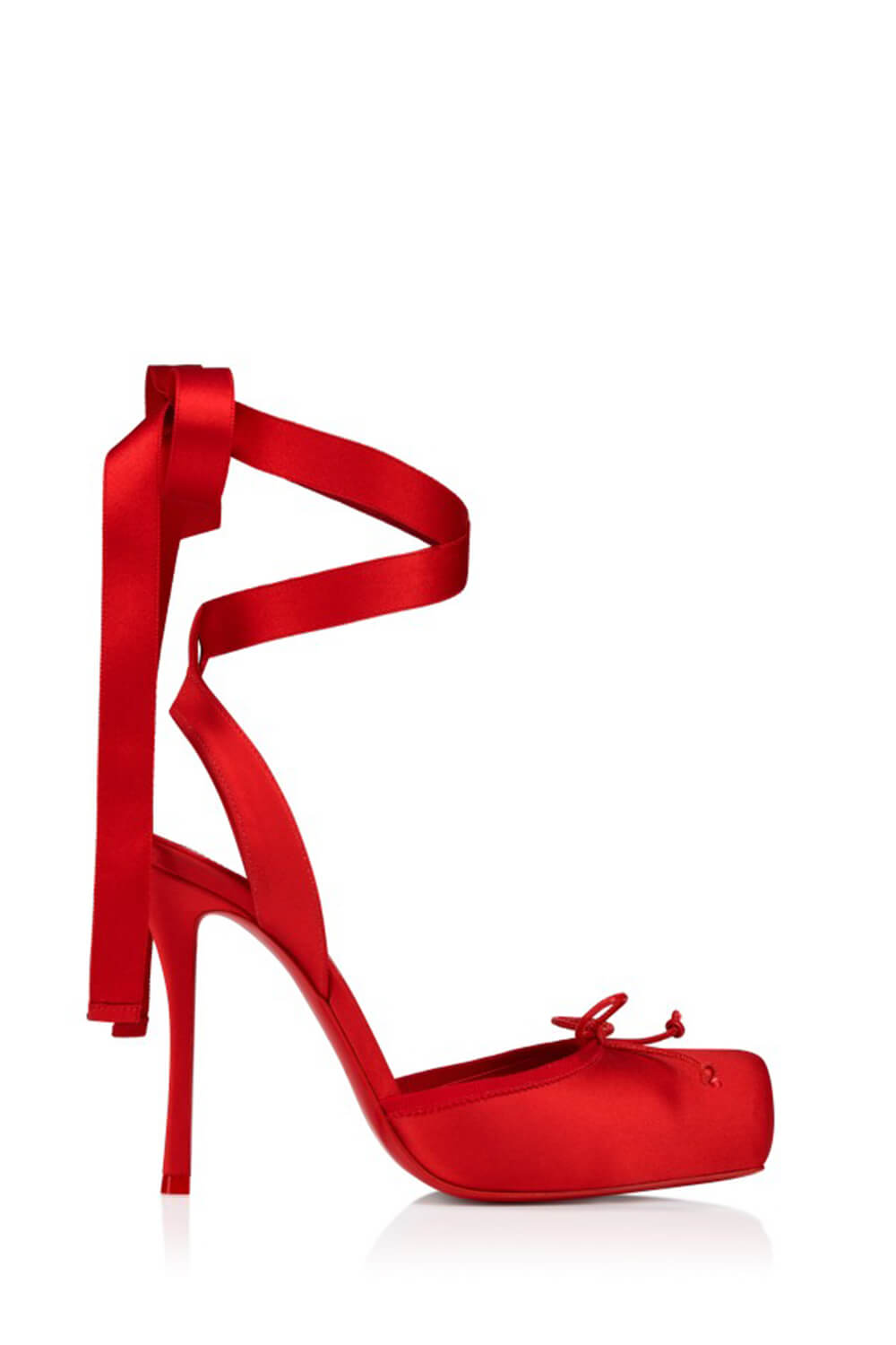 Seraphine Ballet Heels in Rot Satin – High Heels mit Schleifen und Stilettoabsatz