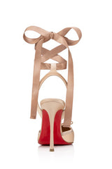 Seraphine Ballet Heels in Blush Satin – elegante High Heels mit Schleifen