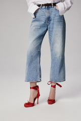 Seraphine Ballet Heels in Rot Satin – High Heels mit Schleifen und Stilettoabsatz