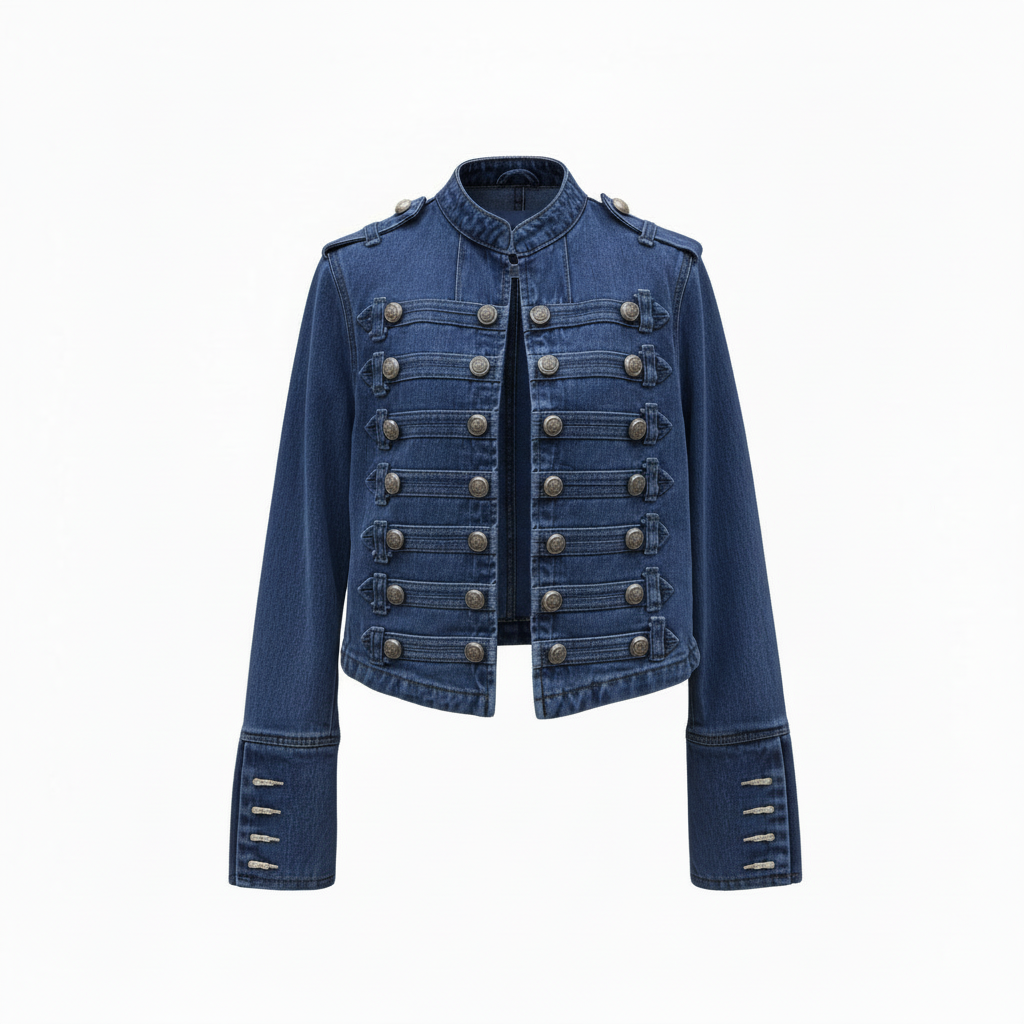 Talaine Velisse Jeansjacke in Dunkelblau mit Zierknoepfen