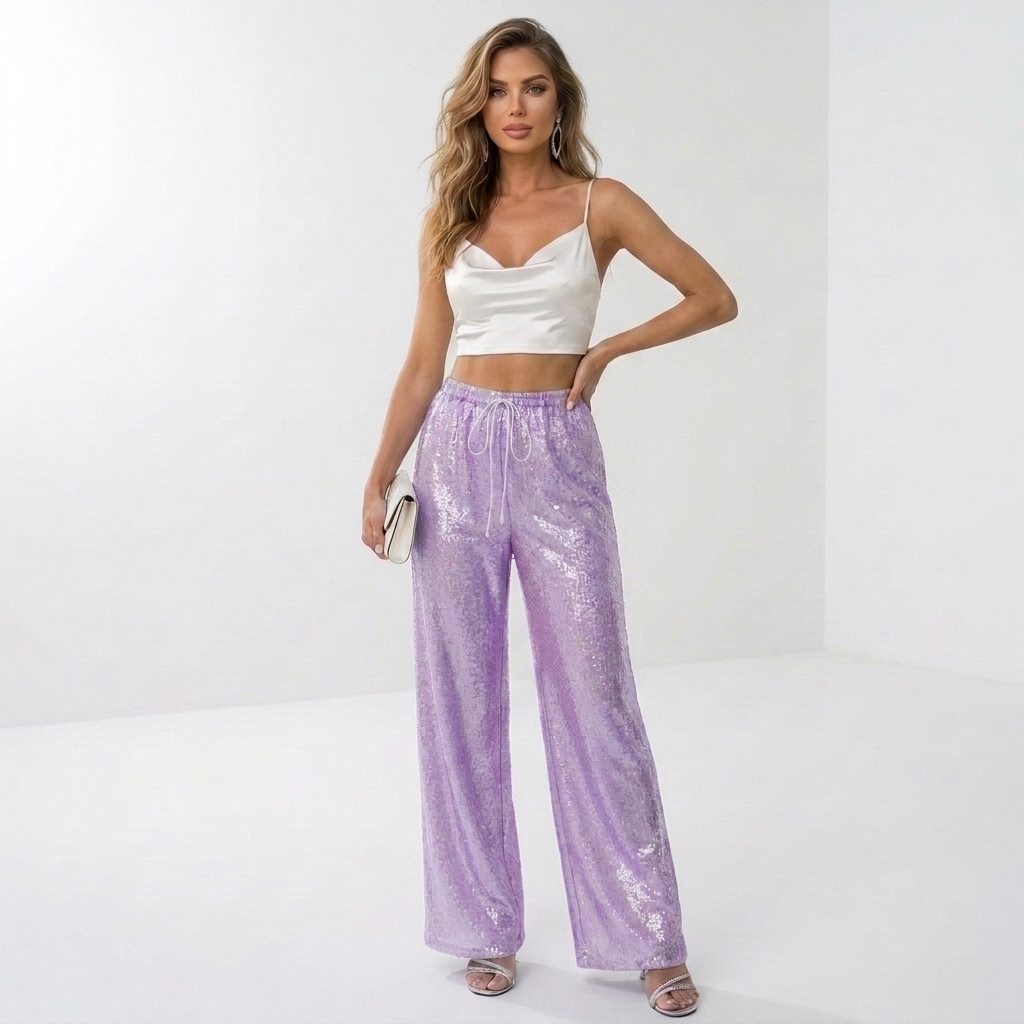 Celestina Paillettenhose Damen festlicher Partylook