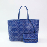 Kobaltblaue Tote Bag mit Muster und Schulterhenkeln