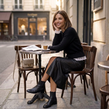 Camille Strickjacke in Schwarz, eleganter Café-Look
