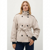 Kurzer Damen Trenchcoat mit hohem Stehkragen