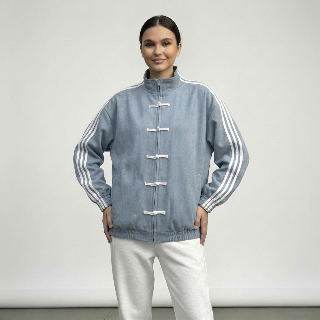Yúmei Track Jacket | Retro-Sportjacke mit Knopfdetails mit Schlaufen
