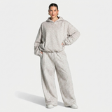 Damen Loungeset im Leoparden-Print mit Kapuzenpullover und Weißer Paspel